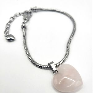 Stainless Steel Rose Quartz Bracelet